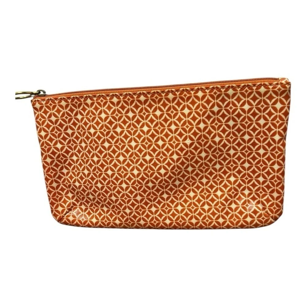 Fossil Makeup Bag Coated Canvas Orange & Cream Print